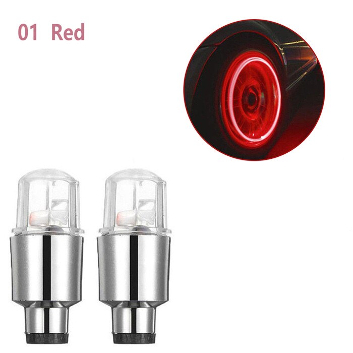Super Energie Lichter Reifen Lampe beständig Mehrfarbig Auto Zubehör Fahrrad Liefert Neon- Strobe LED Reifen Ventil Kappen #281366: rot