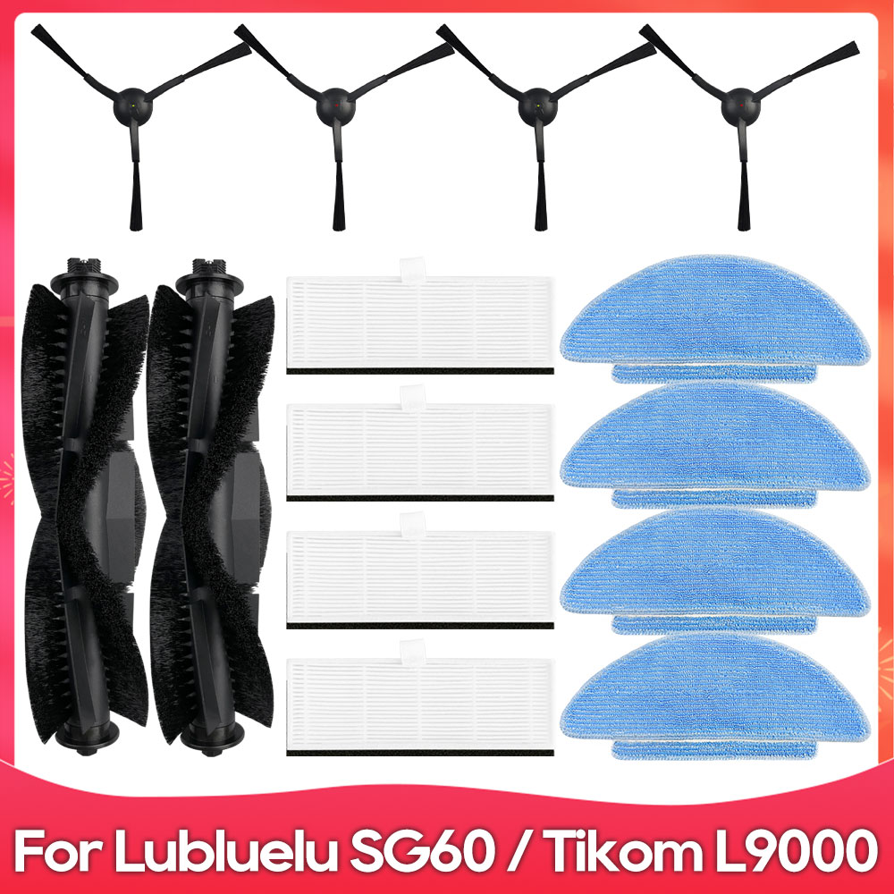 Fit For Lubluelu SG60 / SL60 / SL60D / SL61 / Tikom L9000 Robot Vacuum Parts Accessories Roller Side Brush Hepa Filter Mop Cloth: WHITE