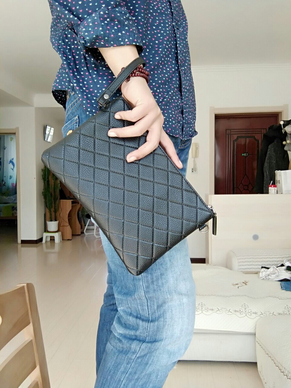 Saco de mão homem saco de mão macio couro do plutônio lazer homem de negócios envelope grande capacidade: Black