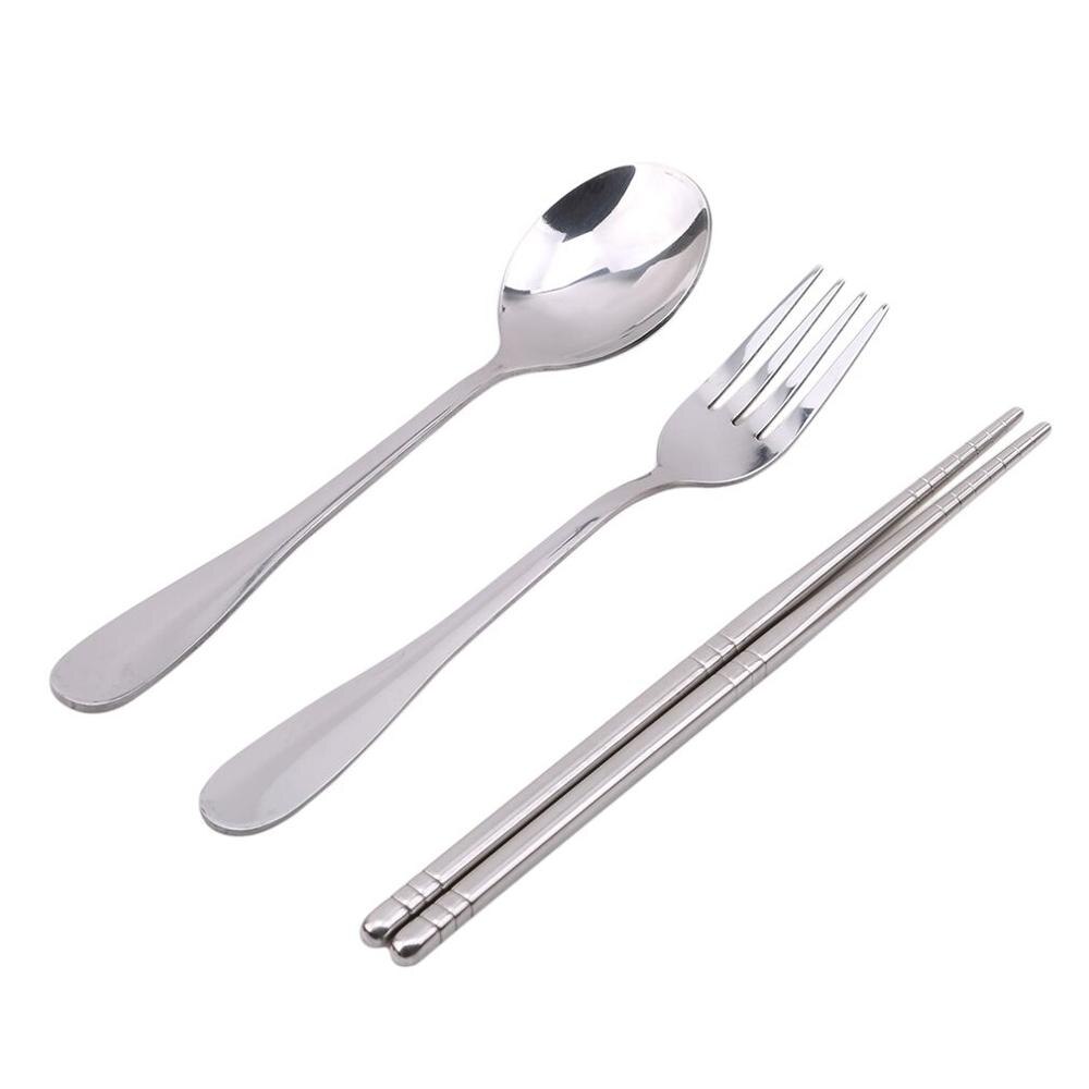 Portable Reusable Flatware Sets Spoon Chopsticks Rustproof Stainless Steel Travel Cutlery Utensils Set With Carrying Waterproof: Spoon fork chopstick