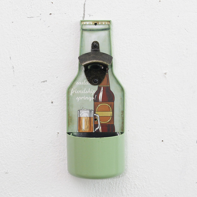 Retro Bronze OPEN HERE Wall Mounted Bottle Cap Opener Bar Kitchen Beer: Green