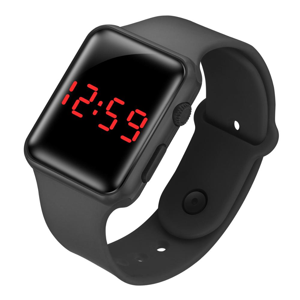 LED Student Electronic Watch Children Watch Suitable For Boys and girls Cute Bracelet Color watch: Black