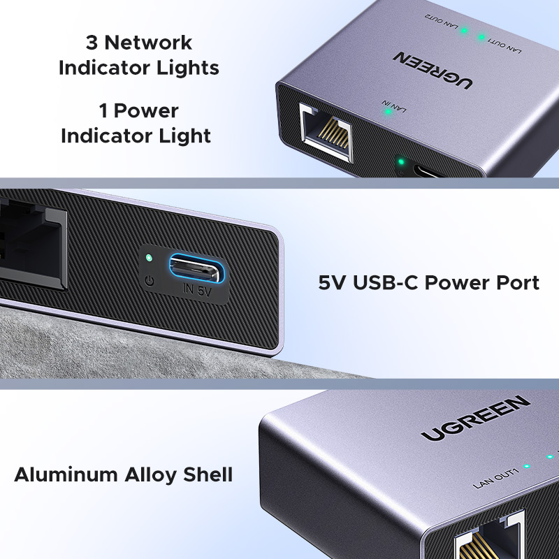 UGREEN 1000 Mbps RJ45 Splitter 1 tot 2 Ethernet Adapter Lan Connector rj45 Splitter Switch Koppeling voor PC Laptop TV box Router