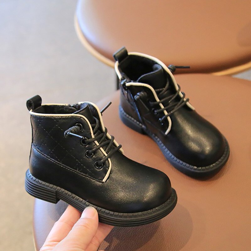 Zapatos de invierno para niños, botas Martin con cordones, botines de plataforma de cuero, zapatos informales para niños y niñas de 1 a 8 años,