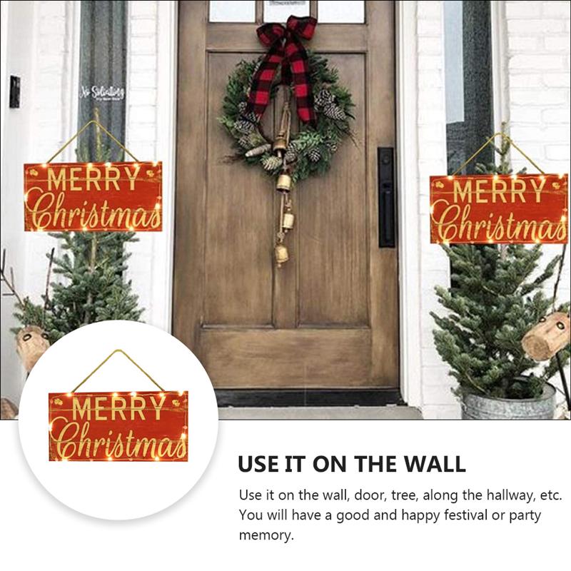 Lysende tre dør hengende skilt juletre ornament tre Gud jul skilt tre dør vegg hengende ornament bord