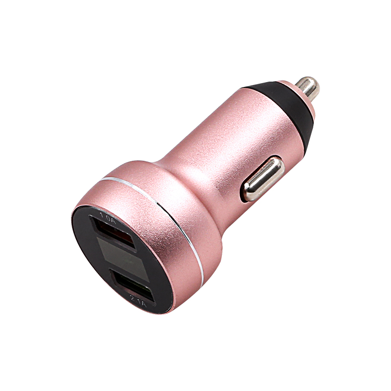 Chargeur de voiture affichage numérique double Port USB 3.1A USB adaptateur de charge voiture affichage de tension voiture-style chargeur automatique pour les voitures de téléphone: pink