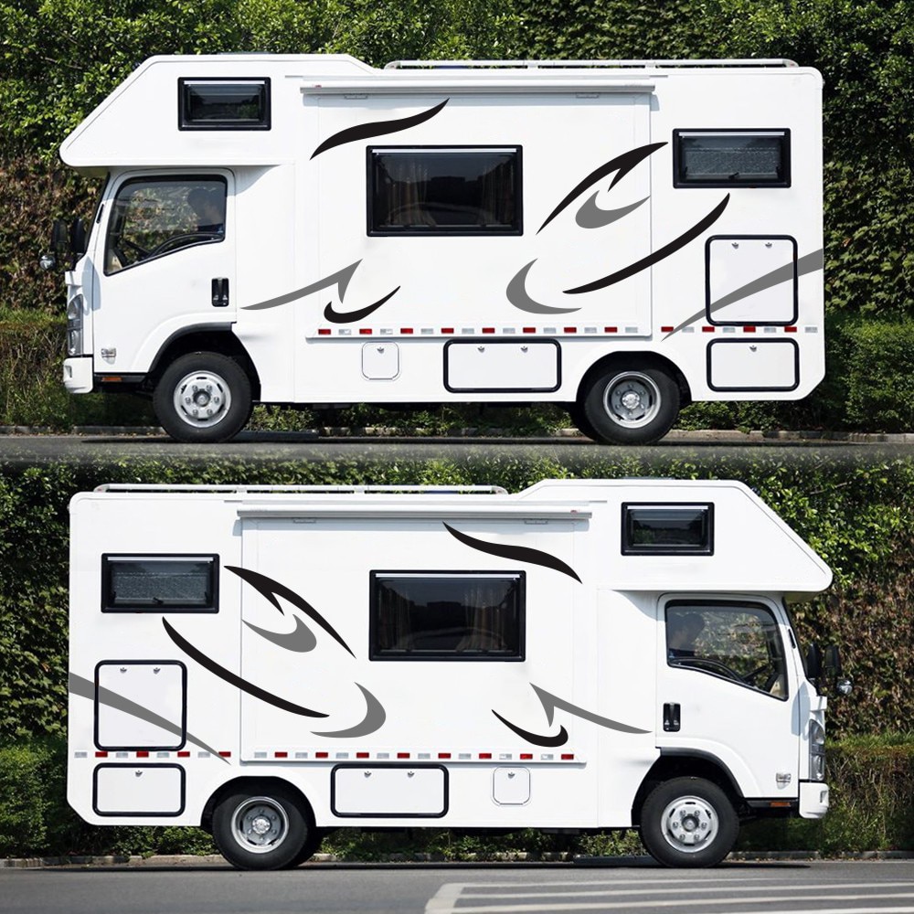 Bil bil karosseri klistermærke selvklæbende side lastbil grafik mærkater montering til autocamper campingvogn rv trailer bil tilbehør sticker