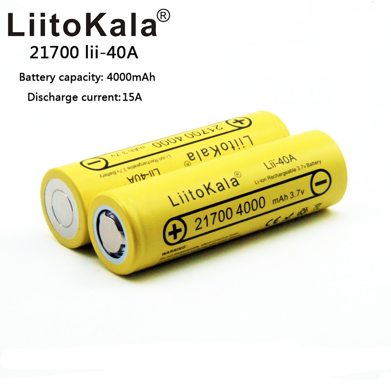 LiitoKala Lii-40A 21700 4000mah Rechargeable Battery lithium 40A 3.7V 10C discharge High Power batteries High Drain Batteries