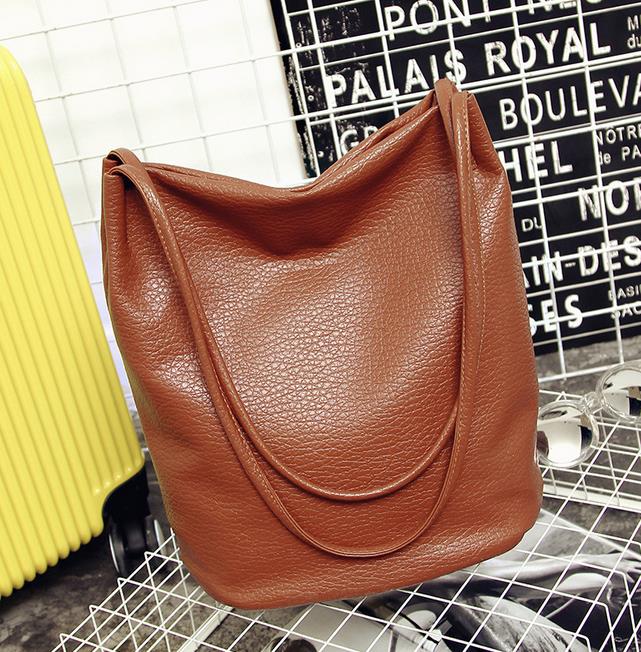 Vrouwen Lederen Handtassen Grote Capaciteit Dames Boodschappentas Bolsa Zwarte Emmer Schoudertassen Dames Crossbody Tassen: camel