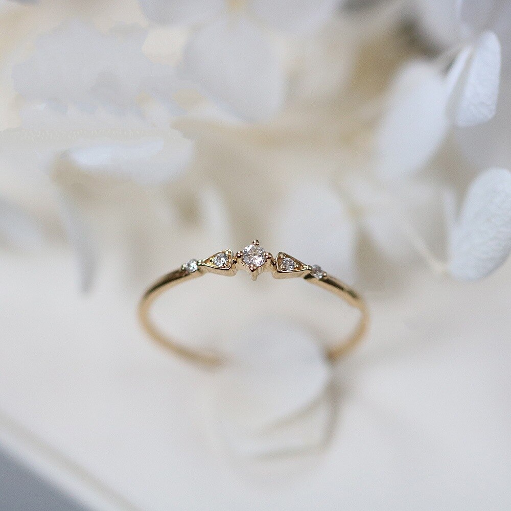 Vintage Vrouwen Gold Filled Ring Dainty Exquisite Verzilverd Leuke Kleine Eenvoudige Bloem Ringen Meisjes Sieraden