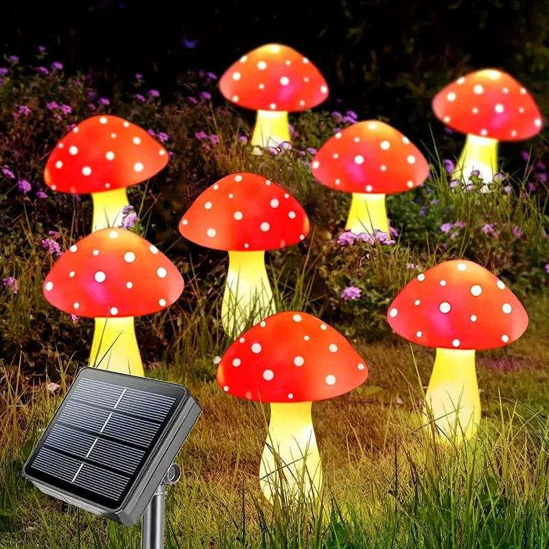 Luces solares de setas para decoración de jardín, luz nocturna impermeable para exteriores, lámpara LED de hadas para Navidad, Halloween, camino de césped y jardín