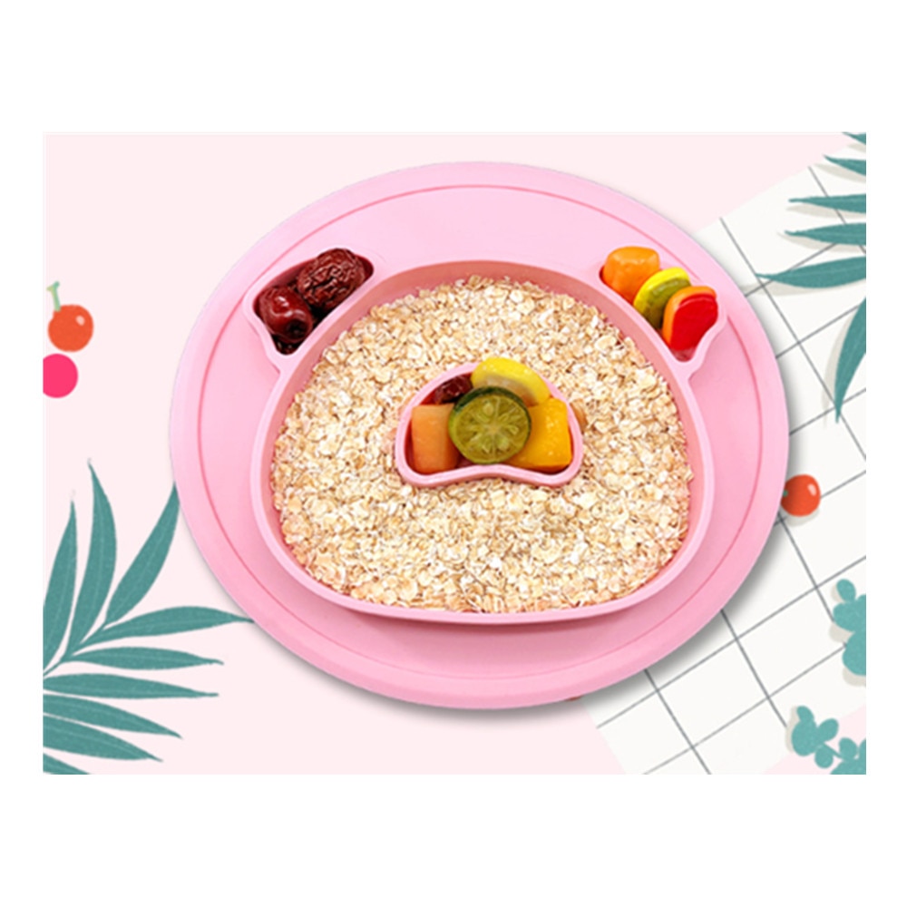 Nieuwigheid varken kinderbord veiligheids siliconen schaaltjes voor baby's cartoon kinderborden en kommen fruit etensbord voor kinderen