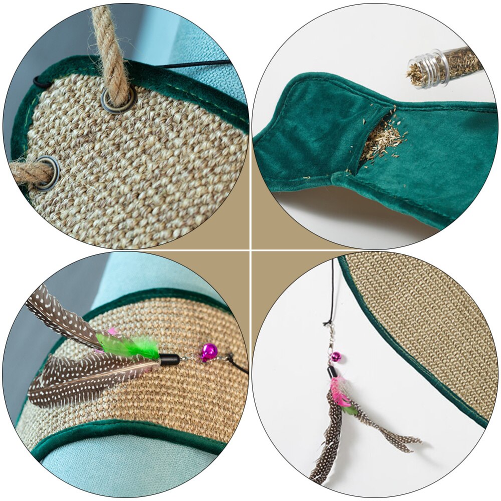 1Pc Vis Vormige Sisal Pad Kat Krabben Mat Beschermende Opknoping Pad Willekeurige Kleur