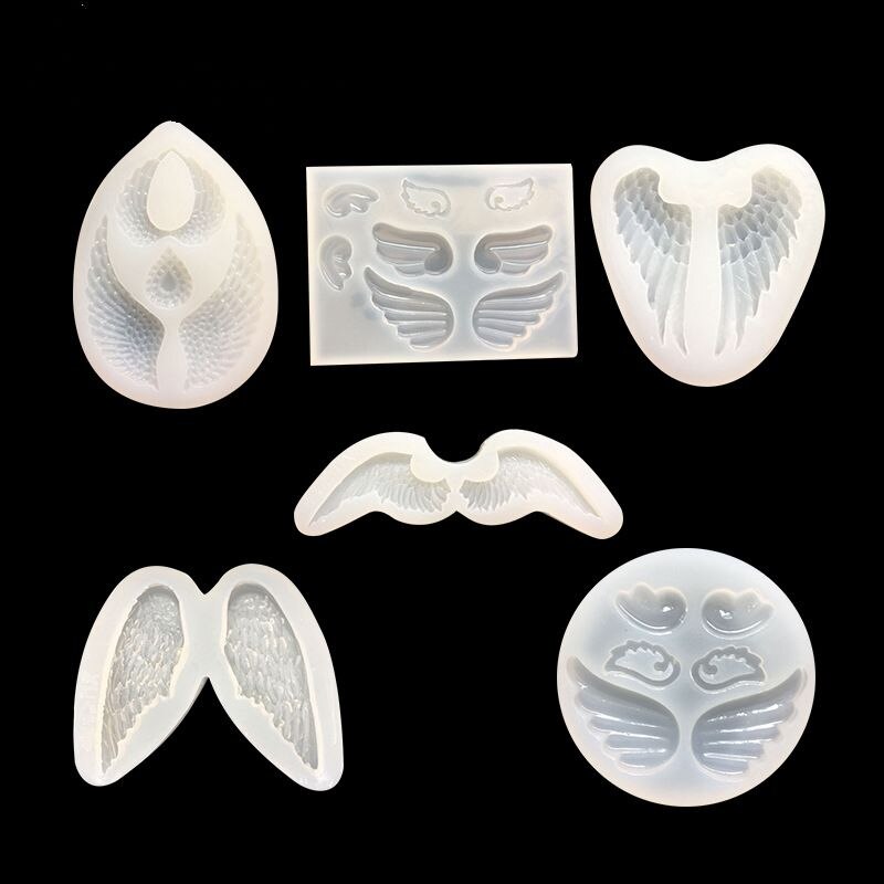 1 pcs UV Hars Sieraden Vloeibare Siliconen Mal Engelenvleugels Resin Charms Hanger Mallen Voor DIY Intersperse Versieren Maken Sieraden