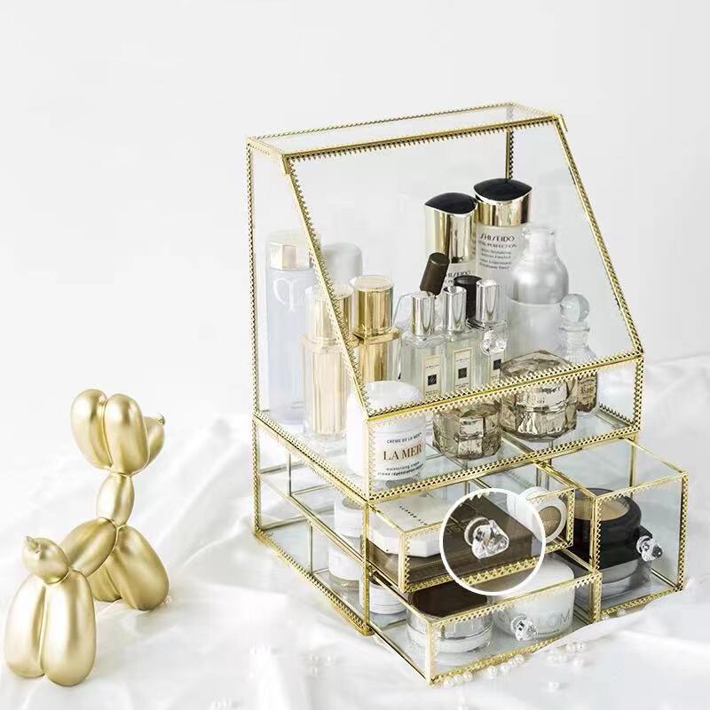Opbergdoos Stofdicht Glas Opbergdoos Grote Capaciteit Lipstick Cosmetische Organizer Home Decoratie Make Container Opslag Lade