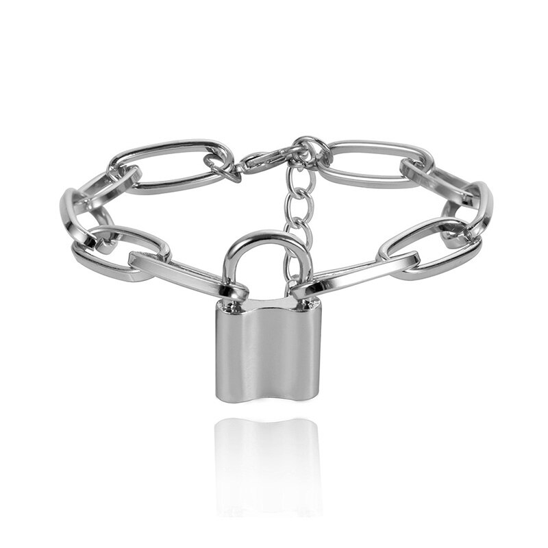 Mannen Biker Fiets Motorfiets Slot Ketting Armband Punk Titanium Stalen Armband Mannen Armband Mannen Sieraden Trendy Armband