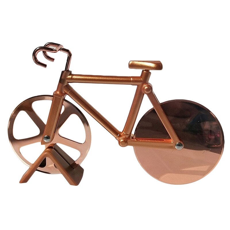 Pizza cutter rustfrit stål cykel form rundt to hjul pizza cutter cykel pizza værktøj: Gylden