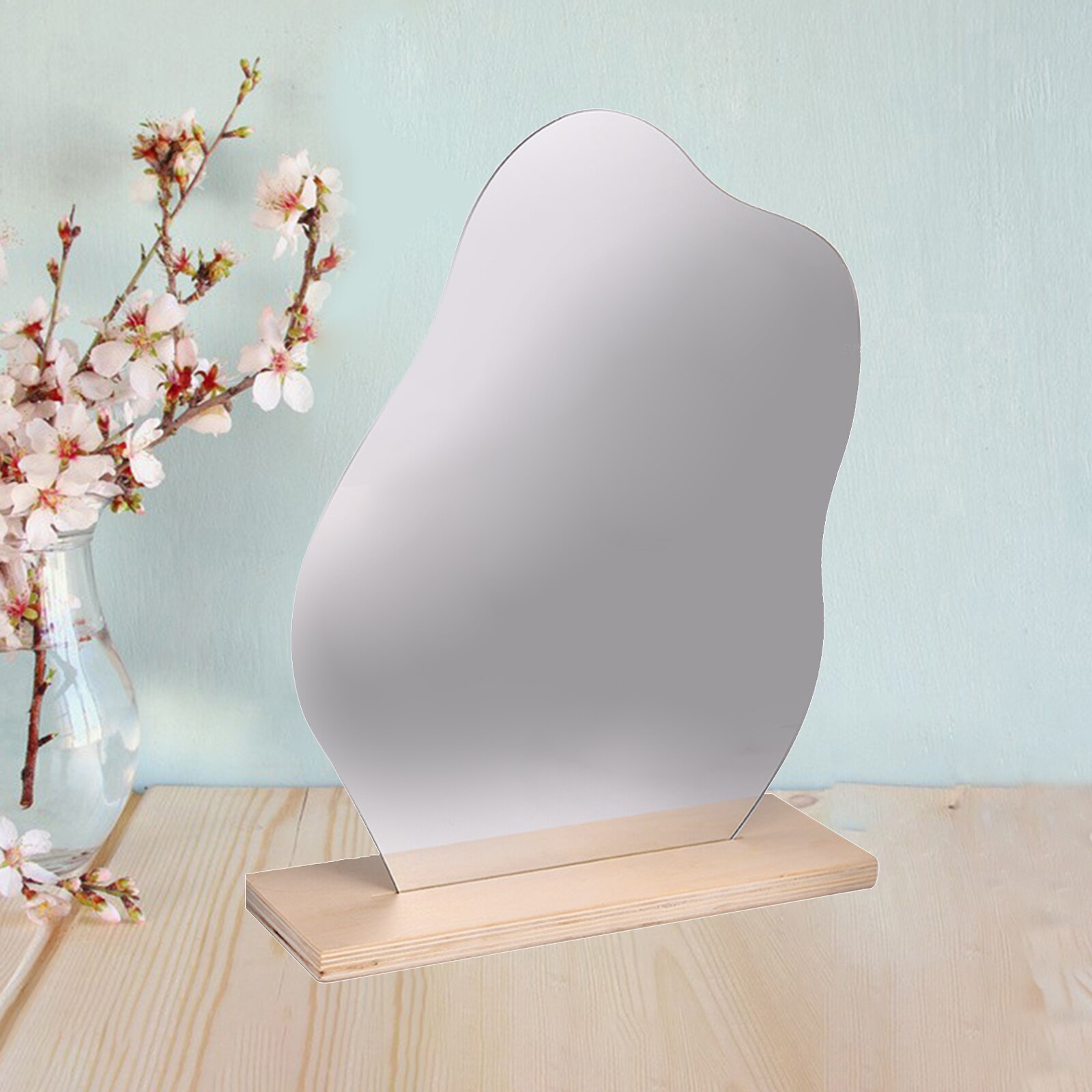 Clear Acrylic Wall-Mounted Mirror Retro Bathroom Wall Hanging Makeup Mirror Home Miniature Dressing Mirror