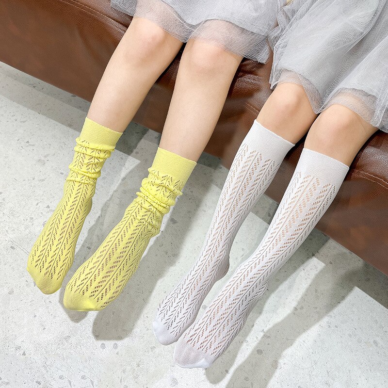 Estate nuovi calzini a rete per bambini sottili colori caramelle calzini al polpaccio calzini anti-zanzara delle ragazze calcetines knee high sokken