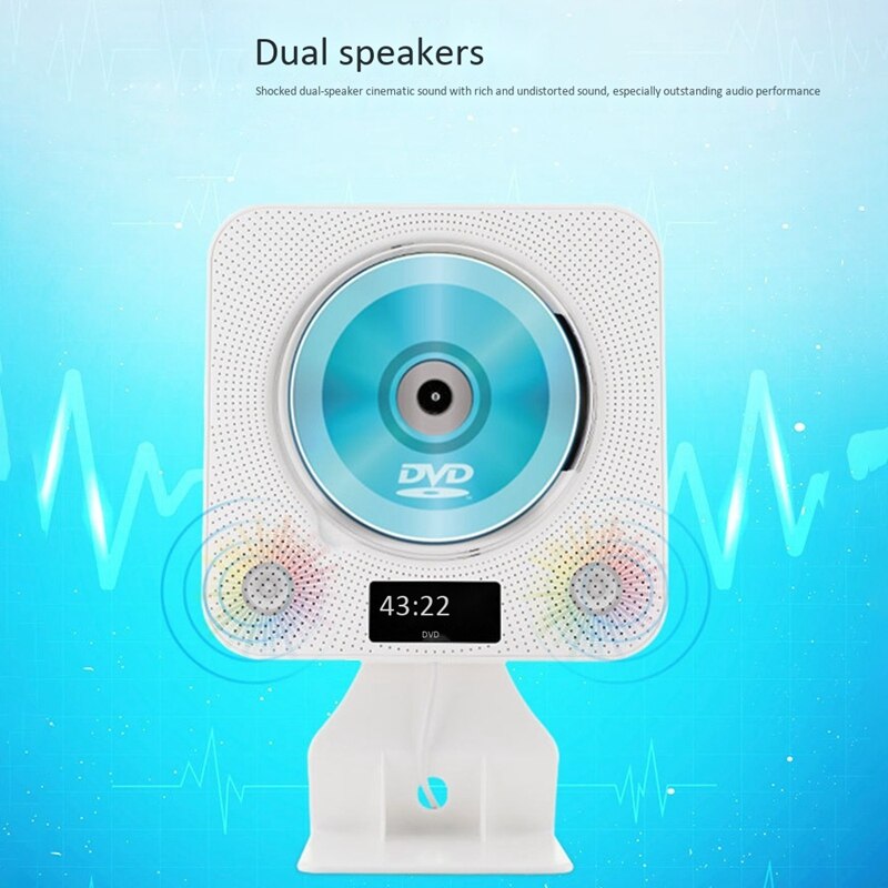 Reproductor de CD DVD, Altavoz Bluetooth, Radio FM montada en la pared con pantalla LED y altavoz HiFi integrado a distancia
