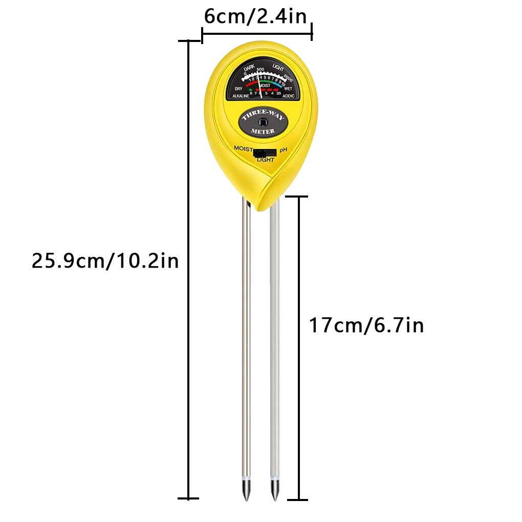 3 In 1 Soil PH Meter Sunlight PH Tester Garden Flowers Soil Moisture Sensor Meter Plants Acidity Humidity PH Monitor Detector