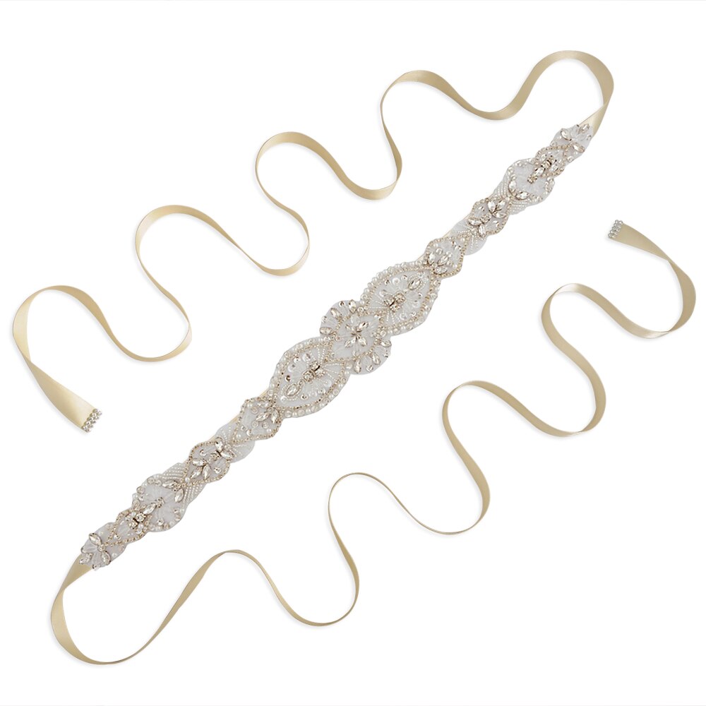 Trixy S234 Damesmode Rrhinestone Riemen Bruiloft Riemen Kralen Bridal Riemen Taille Riem Lint Riem Voor Bruiden Bruidsmeisjes: champagne