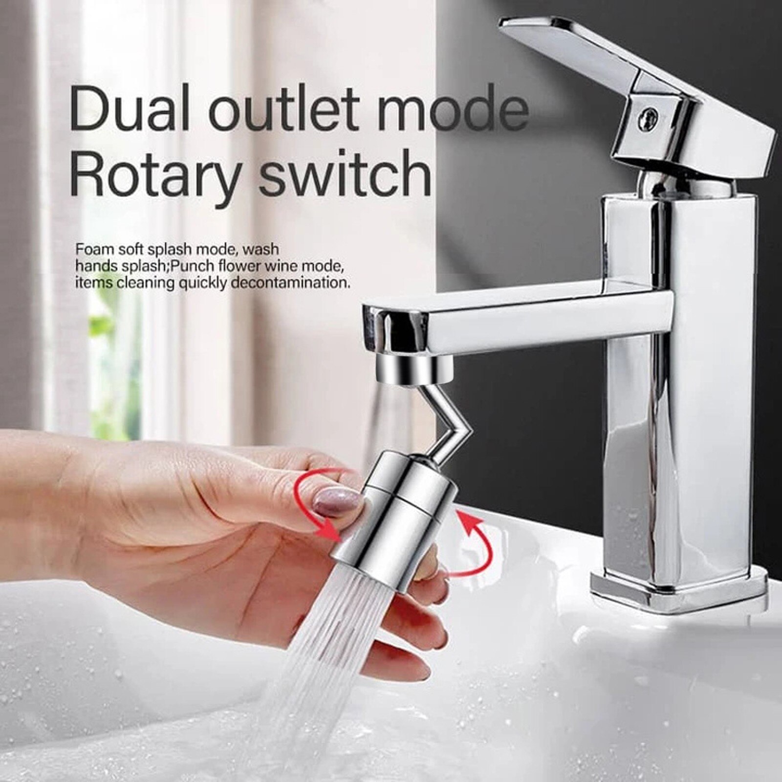 Tap Aerator 720°rotation Universal Splash-proof Swivel Water Saving Faucet Water Saving Bathroom Filter Foamer Aerators