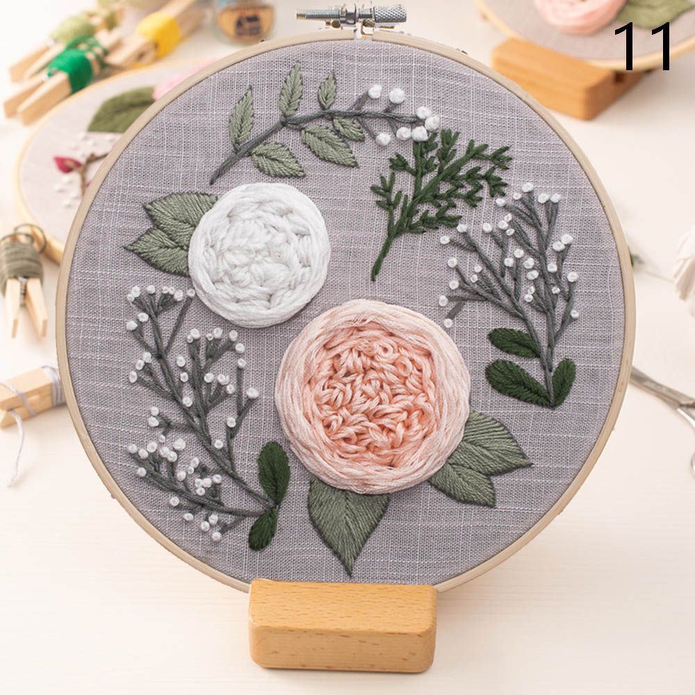 GINGER TECH DIY Hartvormige Borduurwerk Kerstdecoratie - 8 Stuks Kerst Borduurpakket Voor Beginners Met Naalden En Draad