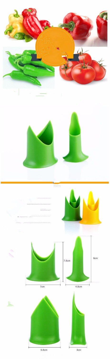 Descorazonador de pimientos y guindillas verde multifunción, dispositivo de plástico, cortador de frutas y verduras, 2 unidades por juego, OK 0235