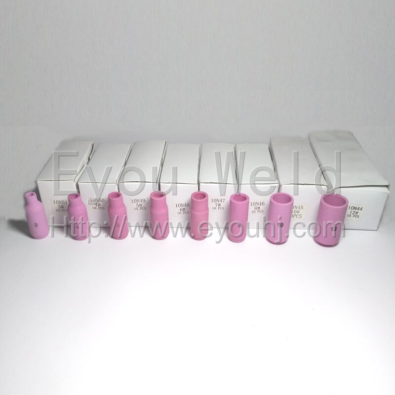 10pcs 10N Serial Nozzle (47mm) For Welding Torch WP17 WP18 WP26 - Ceramic Parts [10N51 10N50 10N49 10N48]