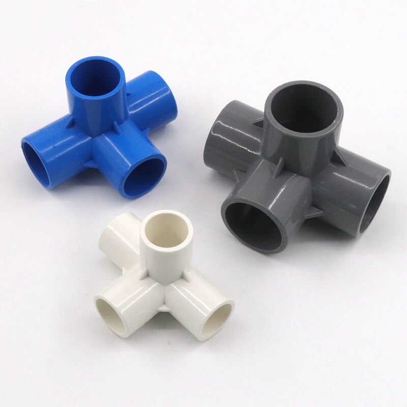 Conector de tubo de irrigação em pvc, conector estéreo de 4 saídas pvc para irrigação de jardim, 5 peças identidade 20 ~ 50mm