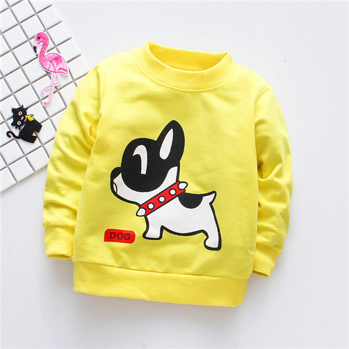 T-shirt à manches longues pour bébé garçon, en coton, mignon, avec motif de chien, printemps: YELLOW / 24M