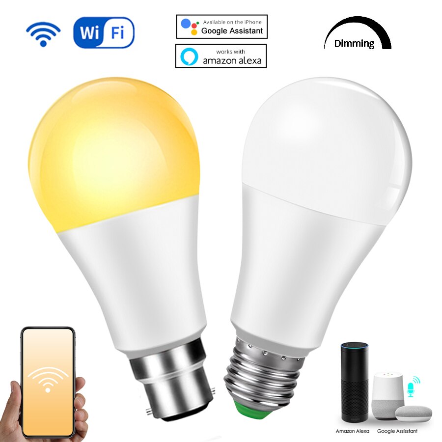 15W Smart Lamp B22 E27 Wifi Led Lamp 85-265V Smart Home App Wifi Afstandsbediening wake Up Tafellamp Alexa Google Assistent