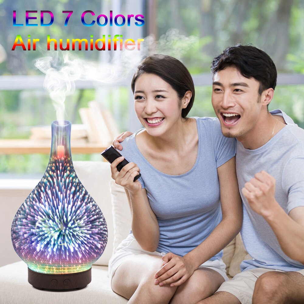 4 # Glazen Night Lights Diffusers Cool Mist Luchtbevochtiger 7 Colour Changing Led Verlichting Aroma Diffuser Освежитель Воздуха Дома