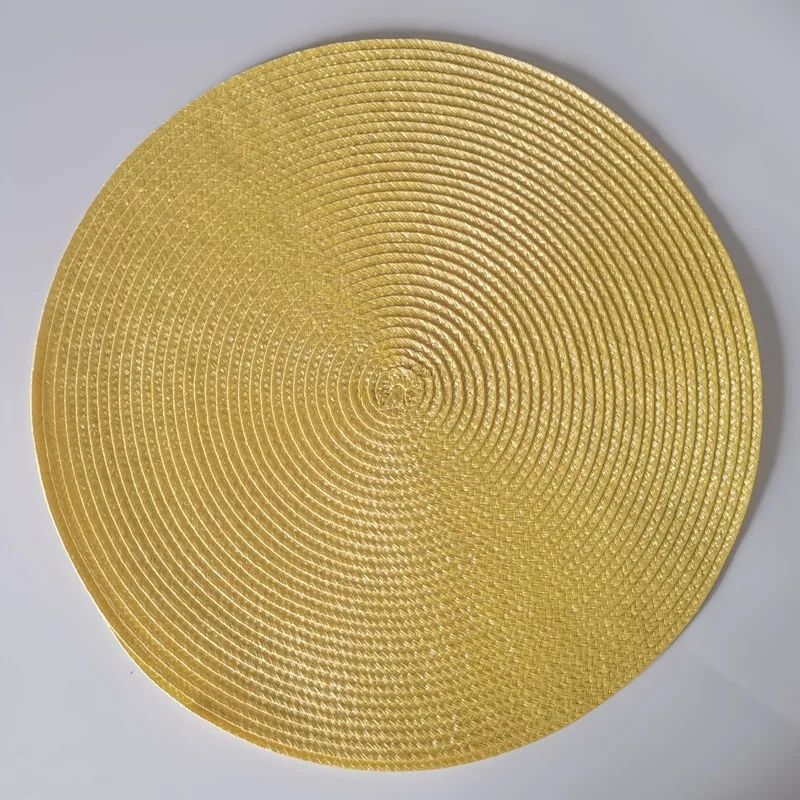 38cm runda vävda bordsunderlägg vattentäta matbordsunderlägg halkfria servettskivor skålunderlägg dryckesmuggunderlägg köksdekoration: Gul