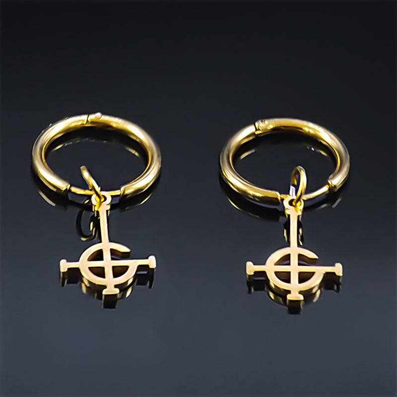 Pendientes góticos Ghost BC sin nombre, pendientes colgantes de acero inoxidable, banda Ghoul, Pope, máscara de emergencia, cartel Grucifix, pendiente de gota, joyería E1722: Color amarillo claro