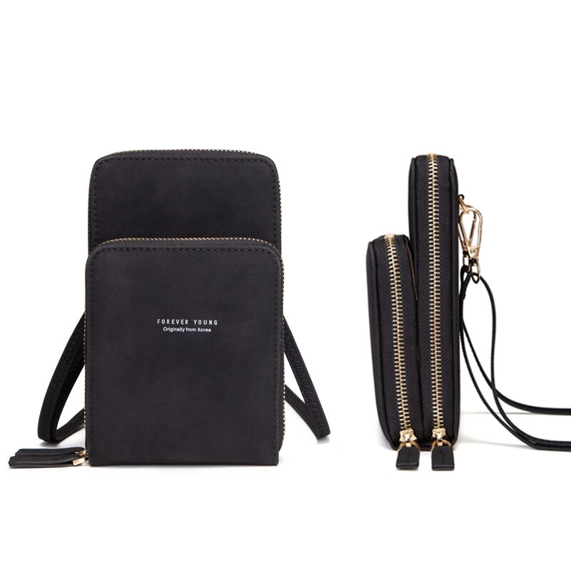 Kleurrijke mobiele telefoontas dagelijks gebruik kaarthouder kleine zomer schoudertas voor vrouwen: Zwart