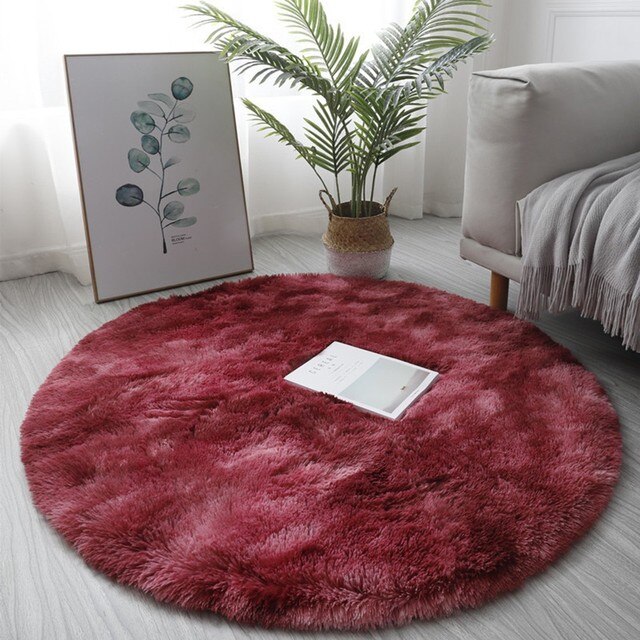Petit tapis rond antidérapant, coloré, 40/60/80cm, pour salon et chambre à coucher, impression de teinture par nouage, décoration de la maison, hiver