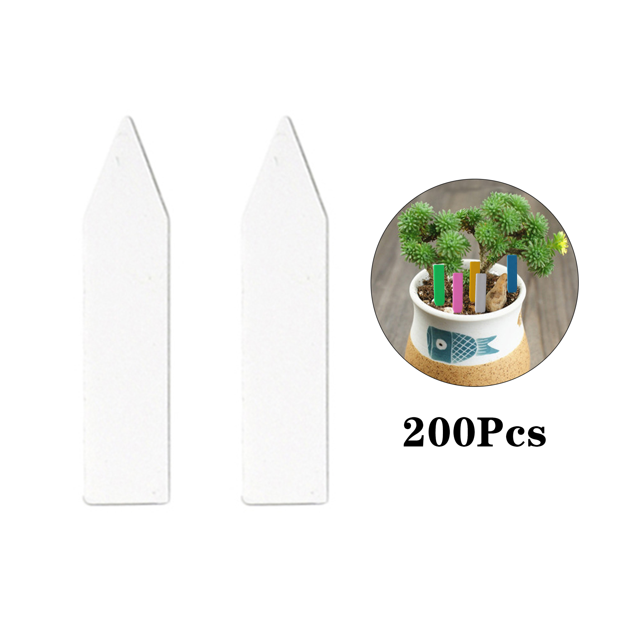 Etichette per piante in PVC da 200 pezzi etichette per piante etichette per piante in vaso di fiori impermeabili etichette per piante da giardiniere per palo etichette per piante da giardino tutto'aperto: BIANCO