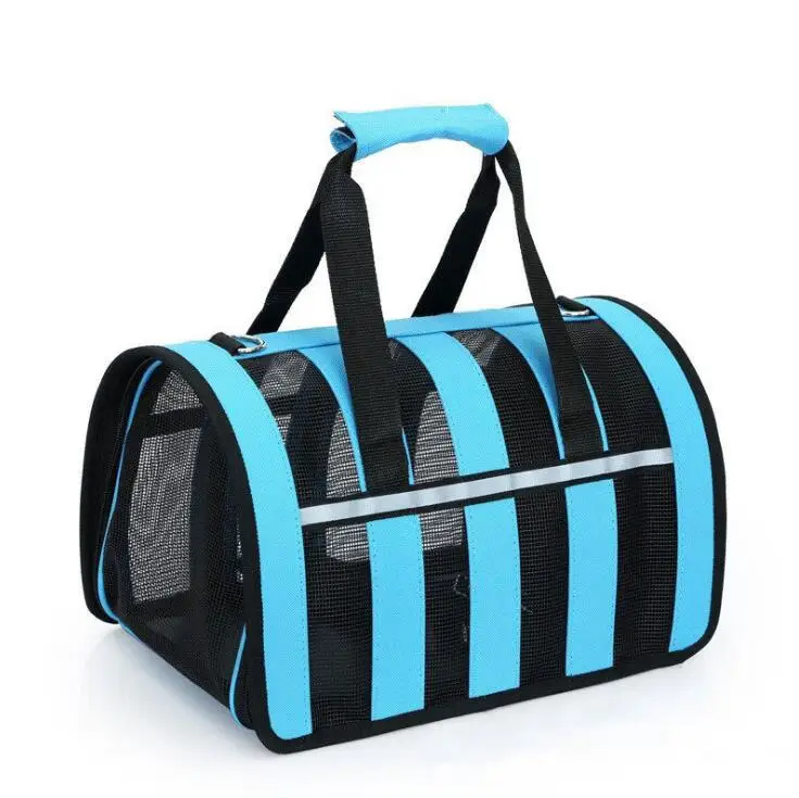 Dog Soft-sided Travel Carrier Portable Pet Dog Cat Airline Bags Mesh Window Travelling Carrying Bag for Small Medium Dog S M L: S / Blue