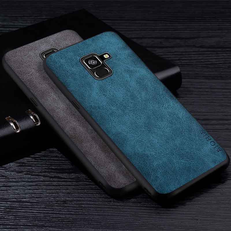 Handyhülle für Samsung Galaxis A8 Plus - PU Leder, Kratzfest, Dünn & Leicht, Hart-PC + Weich-TPU