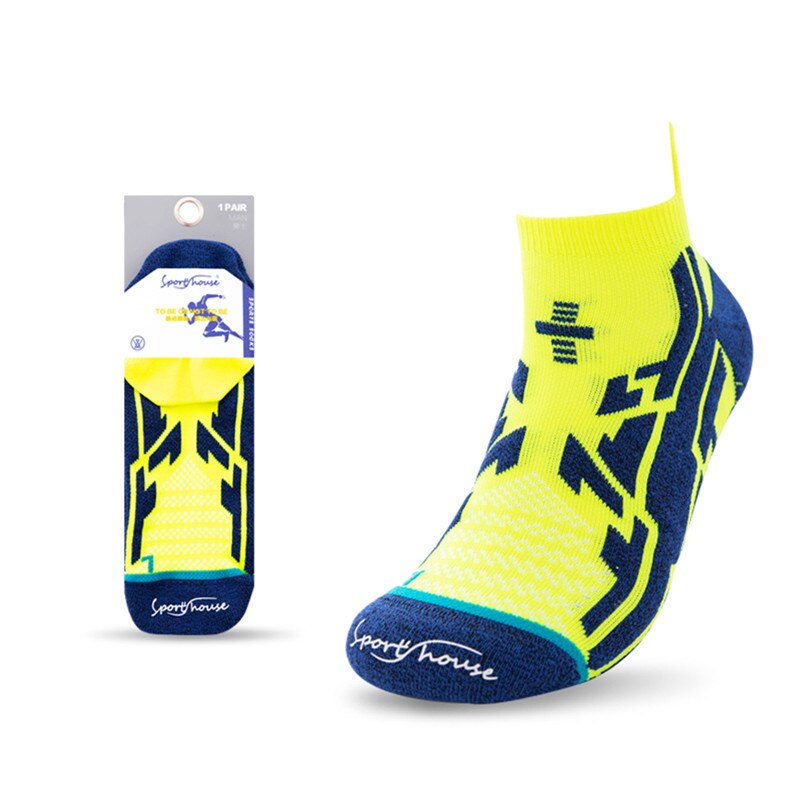 2pary mężczyźni bawełniane skarpety oddychające antypoślizgowe letnie profesjonalne bieganie kompresji maraton skarpety amortyzacja 2021 nowy: żółty
