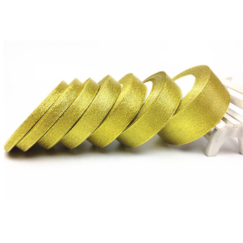 25 Yards 6-50Mm Zilver Goud Zijde Satijn Organza Lint Bruiloft Decoratie Cake Diy Kerst Handwerk Accessoires tapes