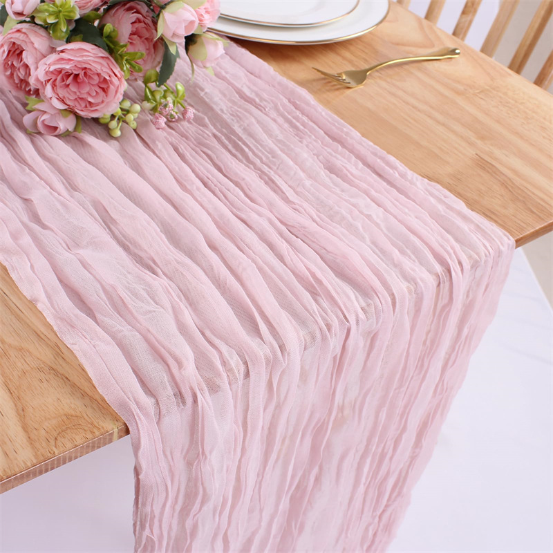 2 Stück pro Los Tischläufer im böhmischen Stil, , faltiges Bali-Garn, zerknitterte Tischfahne, Innenraum, Party, Hochzeit, Dekoration: Licht Grün