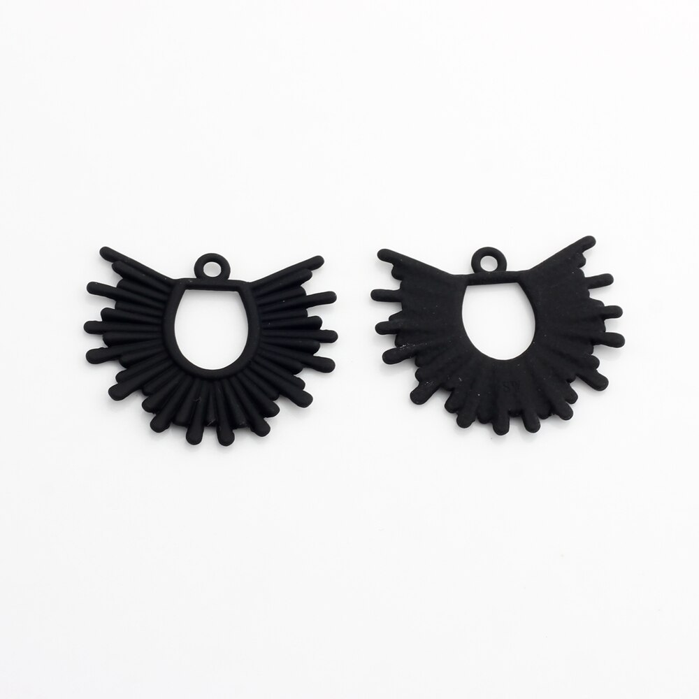 Accesorios para hacer pendientes de joyería, Charms de aleación de Zinc de Color dorado con pintura en aerosol geométrica exagerada, flores del sol, 6 unids/lote: Black