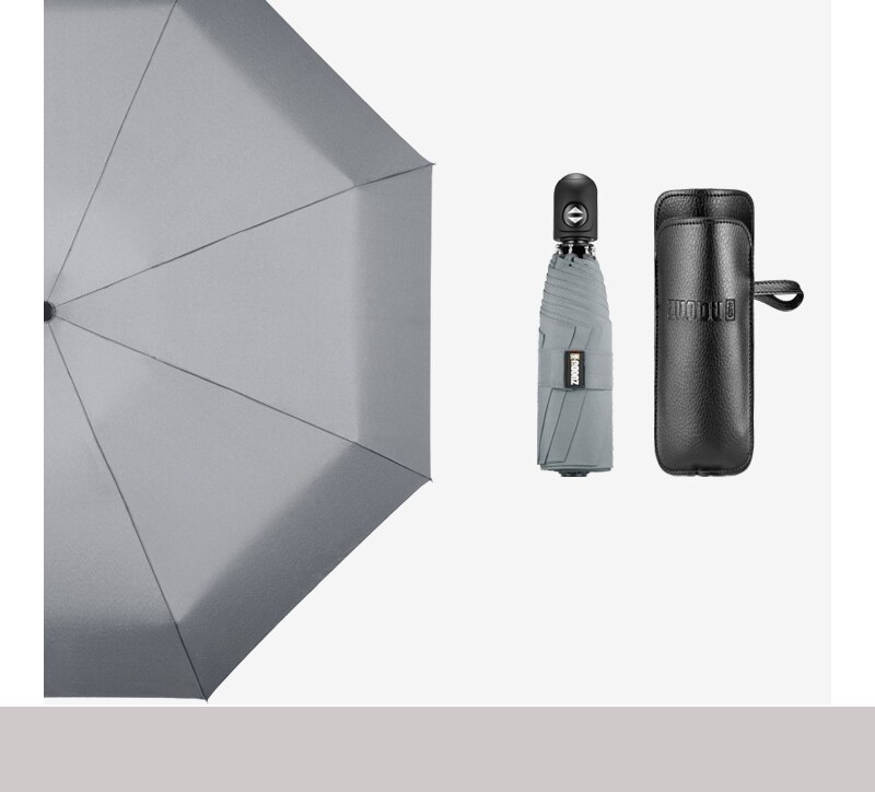 Kompakt bærbar mini automatisk paraply anti-uv parasol ultra let foldbar paraply regn kvinder rejser paraply mand: Grå
