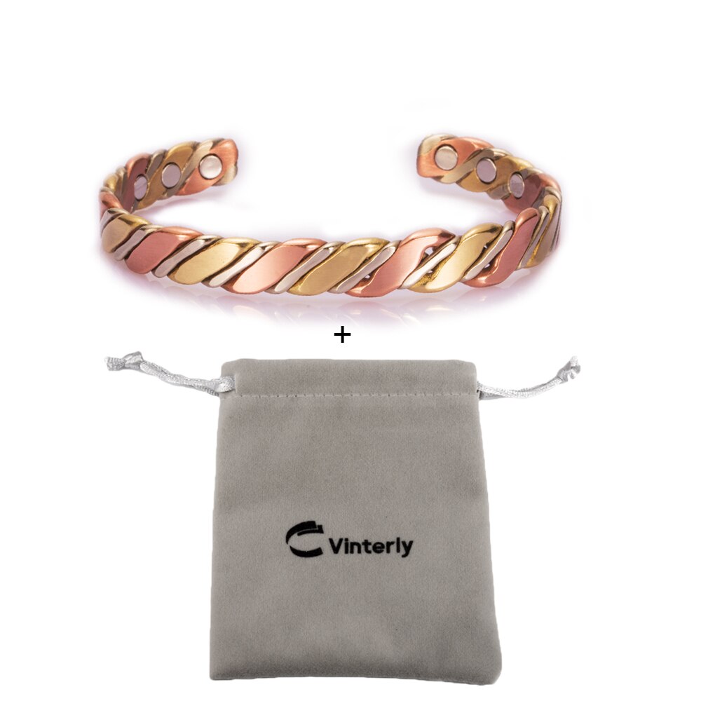 Bracelet magnétique Vinterly boule de cuivre or Rose manchette ouverte Bracelets réglables Bracelets pour femmes Bracelets de cuivre torsadés: CB011 bag