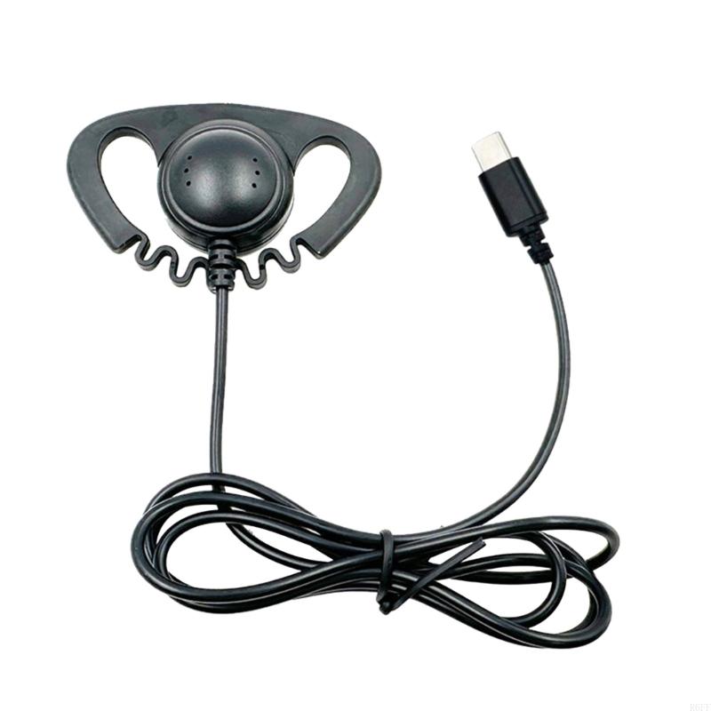 R6FF USB C/3.5mm Ear Hook Single-Side Earphones Mono Earbud Corded Headsets Headphone Single Side for Mobile Phones Notebook: WHITE