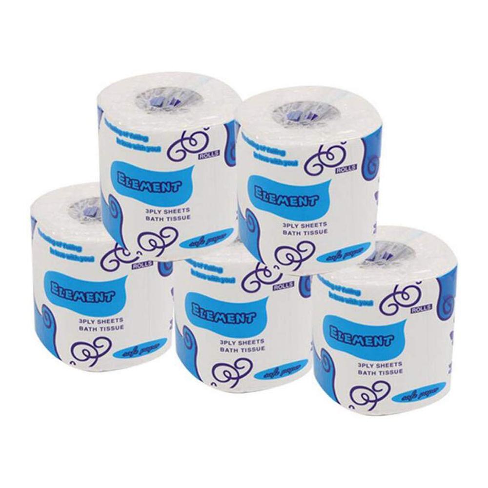 10Rolls/Pack Toilet Paper 3 Layers Roll Paper Bathroom Toilet Tissue Kitchen Cleaning Paper Wood Pulp Paper Individual Package: 5 Roll