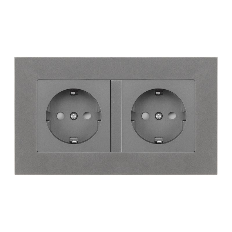 16A EU Wall Power Socket Home Plug Socket Electrical Outlet Gray Grey Plastic Frame Single Double Triple Triple Quadruple 146Typ: 146mm-86mm